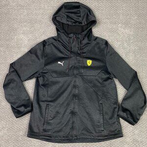 Puma Ferrari Scuderia Soft Shell Jacket Hoodie Mens Large Black Full Zip Street